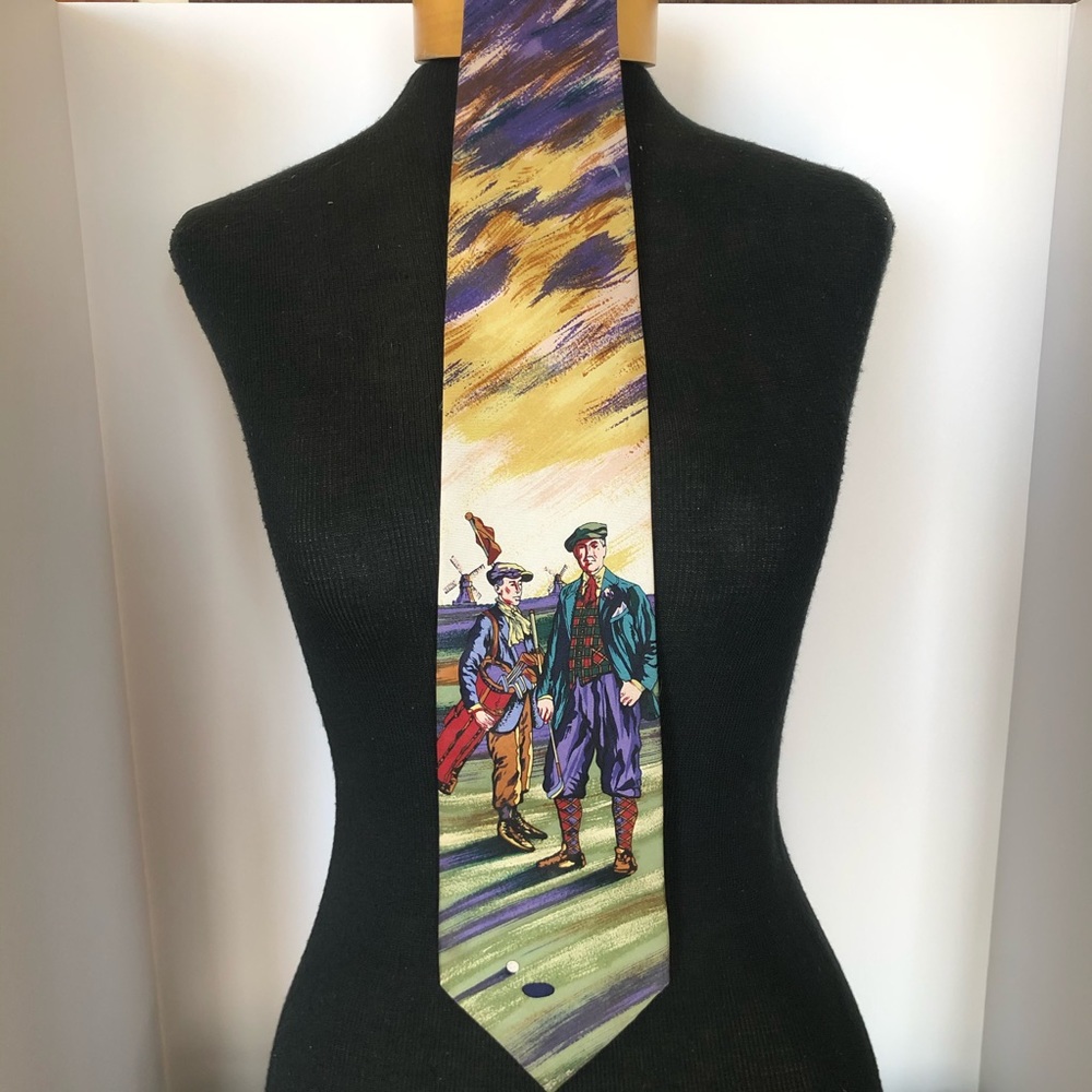 Ralph Marlin Vintage Golfer/Caddy Silk Tie